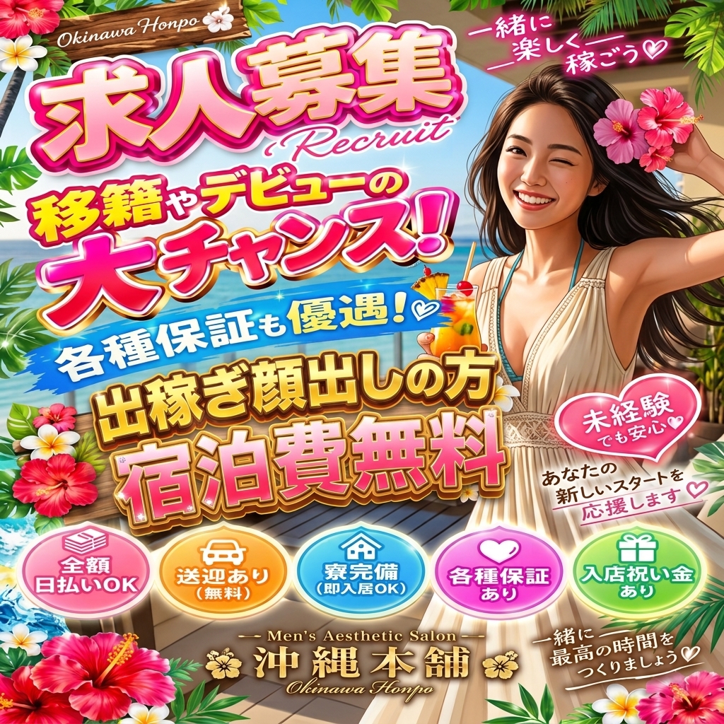 沖縄メンエス 沖縄本舗の店長ブログ「🌺 出稼ぎを考えている女の子へ！🌺」